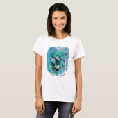 Winterblaue Vogelmalerei mit Text T-Shirt (Vorne ganz)