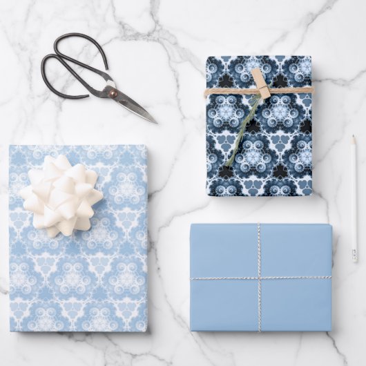 Winterblauer Swirl Geschenkpapier Set (Vorderseite)