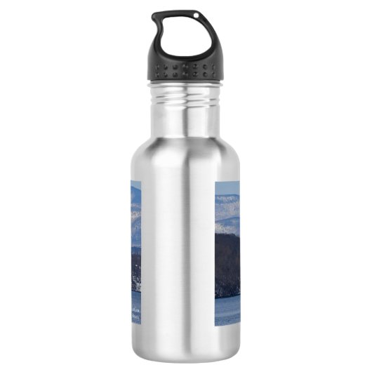 Winterblick auf das Leuchtturm von Esopus Meadows Edelstahlflasche (Rückseite)