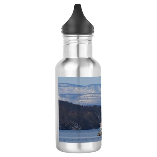Winterblick auf das Leuchtturm von Esopus Meadows Edelstahlflasche (Links)