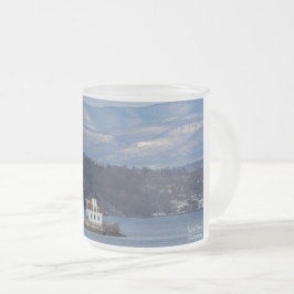 Winterblick auf das Leuchtturm von Esopus Meadows Mattglastasse