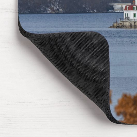 Winterblick auf das Leuchtturm von Esopus Meadows Mousepad (Ecke)