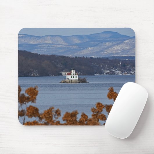 Winterblick auf das Leuchtturm von Esopus Meadows Mousepad (Mit Mouse)