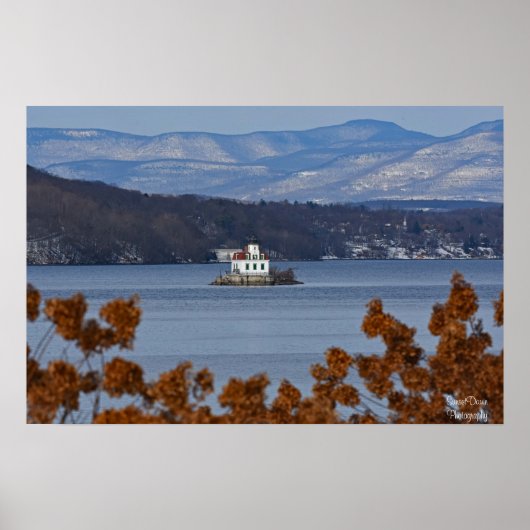 Winterblick auf das Leuchtturm von Esopus Meadows Poster (Vorne)
