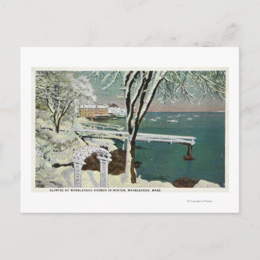 Winterblick auf den Hafen von Marblehead Postkarte (Vorderseite)