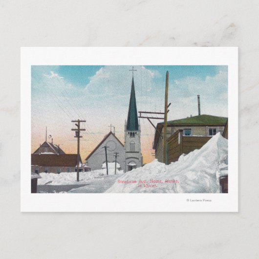 Winterblick auf die Steadman Avenue Covered im Sch Postkarte (Vorderseite)