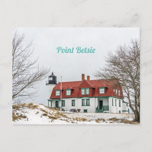 Winterblick auf Point Betsie Lighthouse Postkarte (Vorderseite)