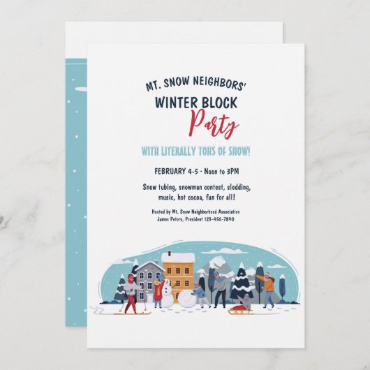 Winterblock-Party Einladung (Vorne/Hinten)