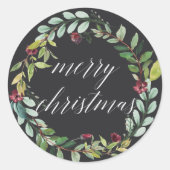 Winterblumen | Frohe Weihnachten Runder Aufkleber (Vorderseite)