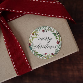 Winterblumen | Frohe Weihnachten Runder Aufkleber