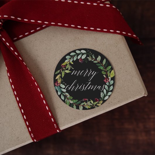 Winterblumen | Frohe Weihnachten Runder Aufkleber