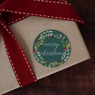 Winterblumen   Frohe Weihnachten Runder Aufkleber