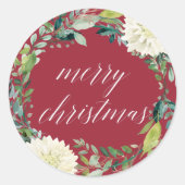 Winterblumen | Frohe Weihnachten Runder Aufkleber (Vorderseite)