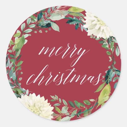 Winterblumen | Frohe Weihnachten Runder Aufkleber (Vorderseite)