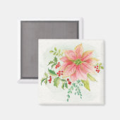 Winterblumen | Rosa blühende Poinsettia Magnet (Vorderseite/Rückseite)