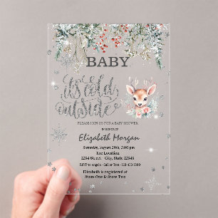 Winterblumen Schneeflocken Baby Liebes Baby Shower Acryleinladungen