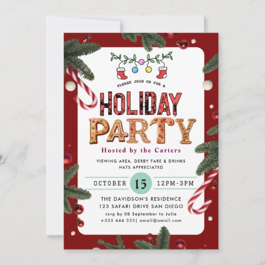 Winterblumenberries Einladung zur Feier (Vorderseite)