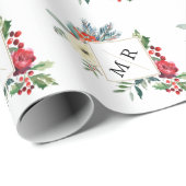 Winterblumenberries Mit Monogramm Geschenkpapier (Rolleneckpunkt)