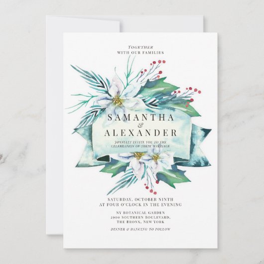 Winterblumenbouquet-Hochzeit Einladung (Vorderseite)