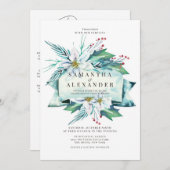 Winterblumenbouquet-Hochzeit Einladung (Vorne/Hinten)