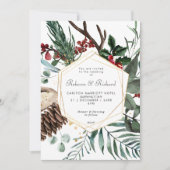 Winterblumengeometrische Hochzeitseinladung Einladung (Vorderseite)