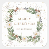 Winterblumengold-Funkelogramm Quadratischer Aufkleber (Vorderseite)