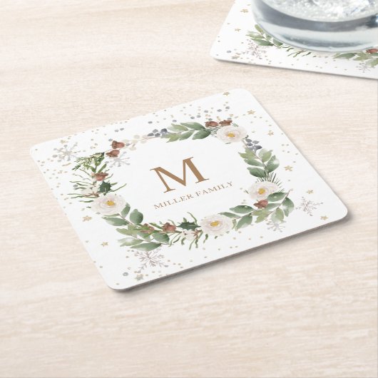 Winterblumengold-Funkelogramm Rechteckiger Pappuntersetzer (angewinkelt)