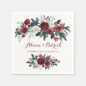 Winterblumenkirche Rustikal burgundy Pine Green Ho Serviette (Vorderseite)