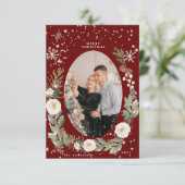 Winterblumenkranz Foto Gast-Urlaubskarte Einladung (Stehend Vorderseite)