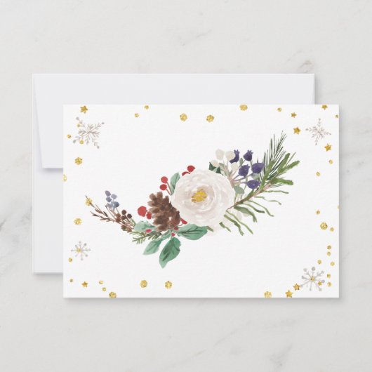 Winterblumenkranz Foto Gast-Urlaubskarte Einladung (Rückseite)