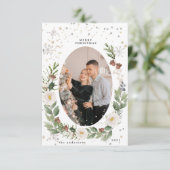 Winterblumenkranz Foto Gast-Urlaubskarte Einladung (Stehend Vorderseite)