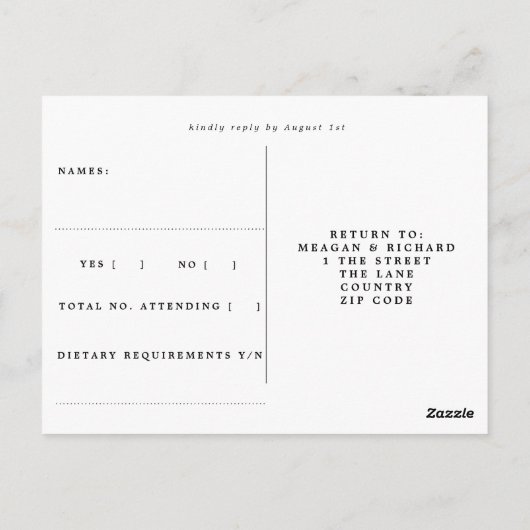 Winterblumenkranz Hochzeit Rsvp Postkarte (Rückseite)