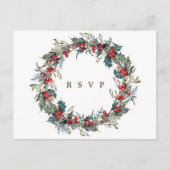 Winterblumenkranz Hochzeit Rsvp Postkarte (Vorderseite)