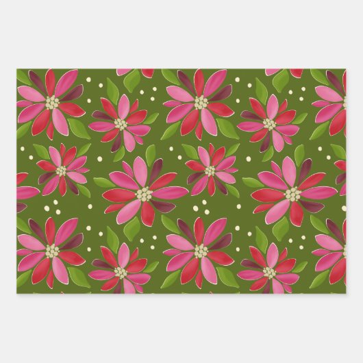 Winterblumenpapier-Trio Geschenkpapier Set (Vorderseite)