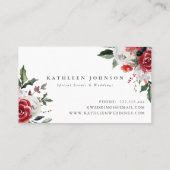 Winterblumenvorhang Hochzeitsfeier Stylist Visitenkarte (Rückseite)