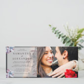 Winterblumenwasserfarbe 2 Foto Hochzeit Einladung (Stehend Vorderseite)