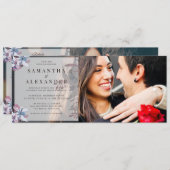 Winterblumenwasserfarbe 2 Foto Hochzeit Einladung (Vorne/Hinten)