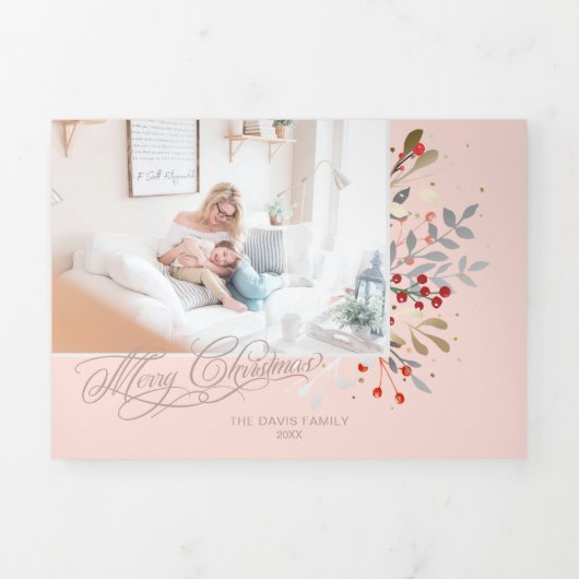 Winterblüte im Wasser - Rosa Foto Dreifach Gefaltete Urlaubskarte (Cover)