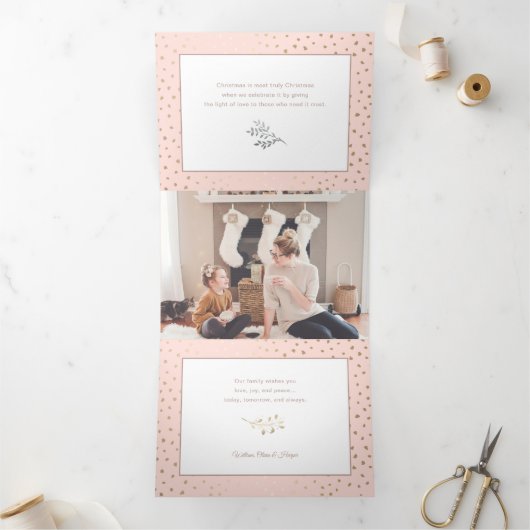 Winterblüte im Wasser - Rosa Foto Dreifach Gefaltete Urlaubskarte (Innenseite)