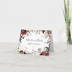 Winterblüten - Dunkler Waldgrün - Hochzeit Dankeskarte