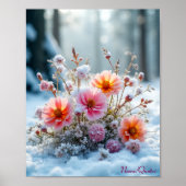 Winterblüten im Schnee – Sanfte florale Ruhe Poster (Vorne)