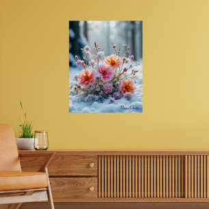 Winterblüten im Schnee – Sanfte florale Ruhe Poster