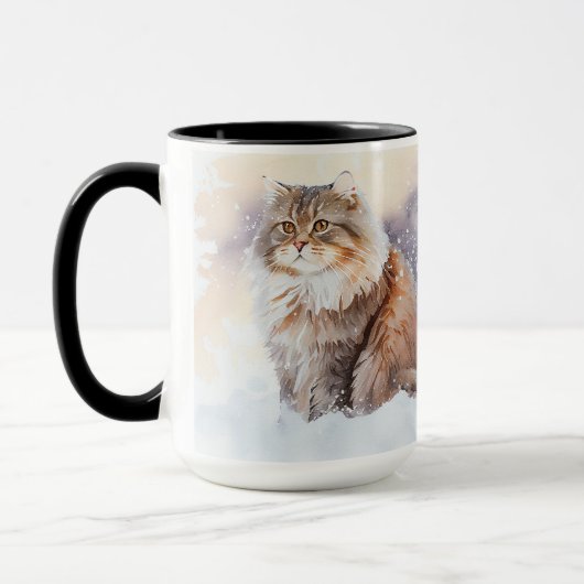 Winterbraun- und Weißmünzen-Coon-Tabby Tasse (Links)
