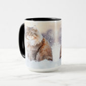 Winterbraun- und Weißmünzen-Coon-Tabby Tasse (Vorderseite Links)