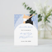 Winterbräune und "Groom Save the Date" Postkarten (Stehend Vorderseite)