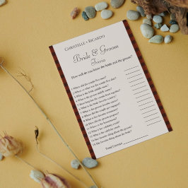 Winterbräutigam-Trivia-Brautparty-Spielkarte Ankündigung