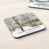 Winterbrücke Aquarellmalerei Getränkeuntersetzer (Linke Seite)