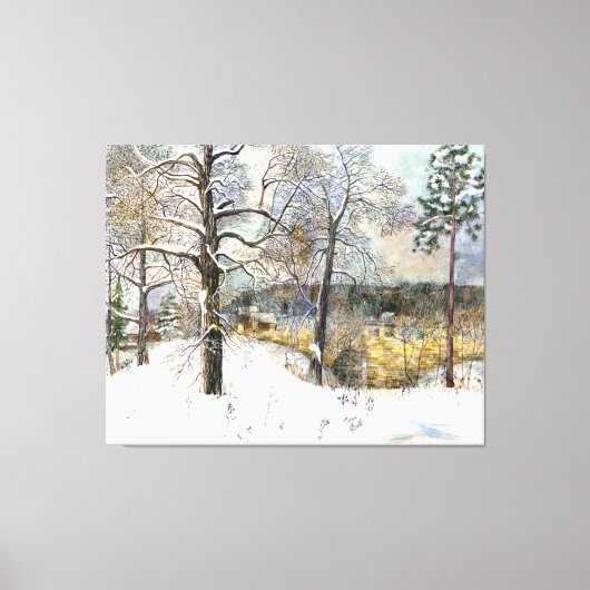 Winterbrücke Aquarellmalerei Leinwanddruck (Vorderseite)