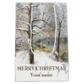 Winterbrücke Aquarellmalerei Mittlere Geschenktüte (Rückseite)