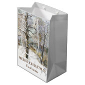 Winterbrücke Aquarellmalerei Mittlere Geschenktüte (Rückseite Schrägansicht)